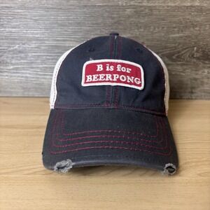 Beerpong Hat Cap Snap Back Black White Mesh Trucker B is for Patch Mens